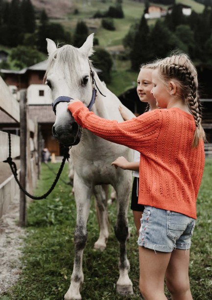 Kinder beim Pferde streicheln
