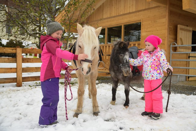 Kinder haben Spaß beim Reitunterricht auf Auli's Ranch beim Auhof