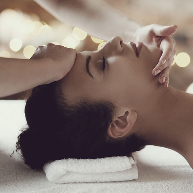Massage in the wellness area at Hotel Auhof